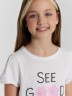 Блузка для девочек белая с принтом и надписью "see good in all things" 117942 Mark Formelle