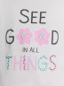 Блузка для девочек белая с принтом и надписью "see good in all things" 117942 Mark Formelle