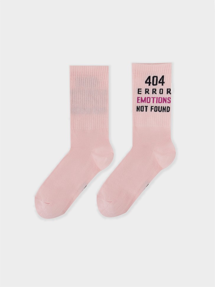 Носки женские розовые с рисунком в виде надписи "404 ERROR..." 217K-2691 Mark Formelle