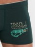Трусы боксеры мужские зеленые с принтом "Тварь я лежащая или планы имею?" 411134