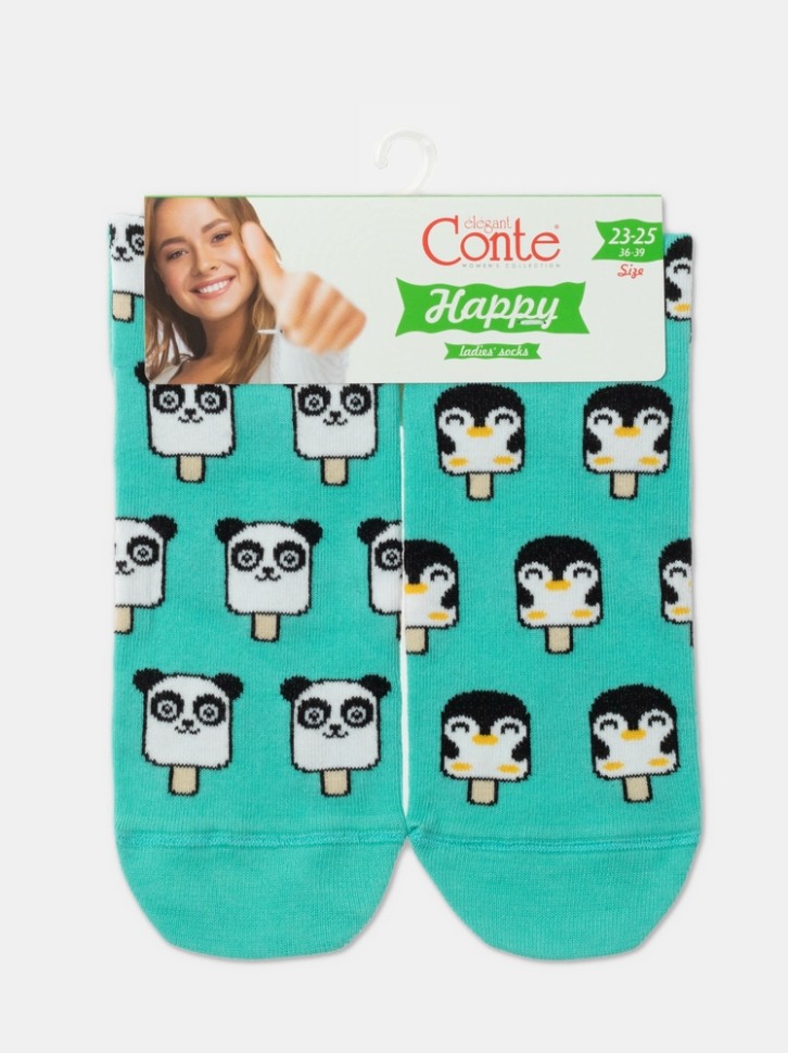 CONTE Хлопковые носки HAPPY c рисунками "panda & penguin" 372 Conte elegant
