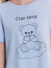 Сорочка ночная женская голубая с принтом"cute bear" 572346 Mark Formelle