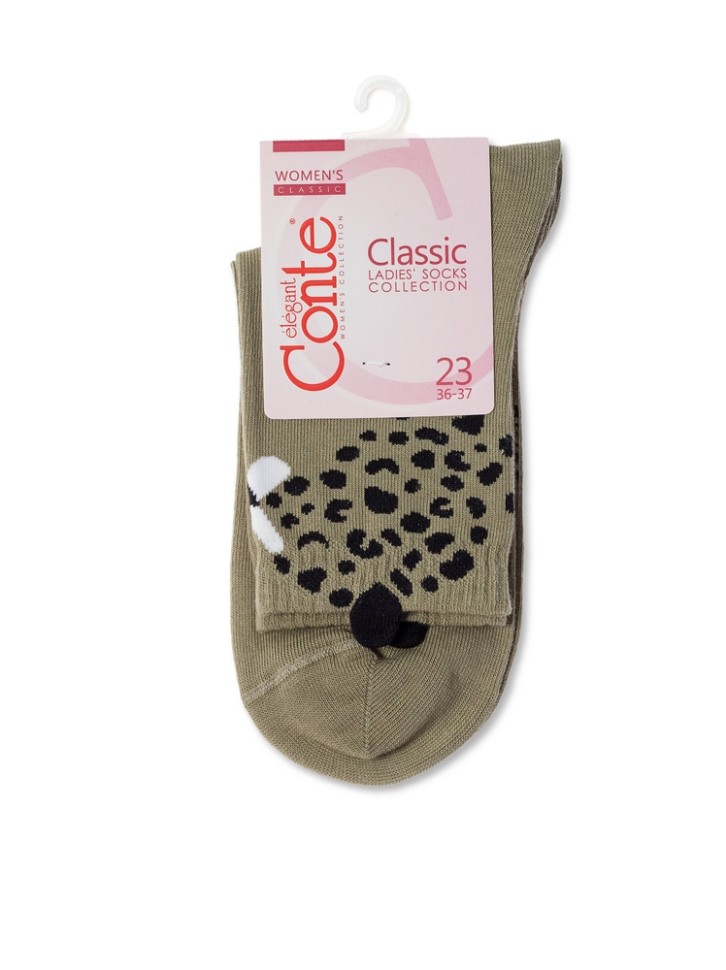 Носки женские CONTE Хлопковые носки CLASSIC с пикотом «Leopard» 249 Conte elegant