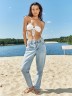 Брюки женские джинсовые mom fit голубые 2024-DTW404-3 Mark Formelle