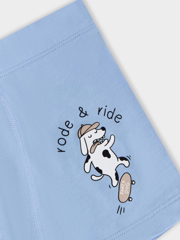 Трусы для мальчиков голубые с принтом и надписью "rode & ride" 413350 Mark Formelle