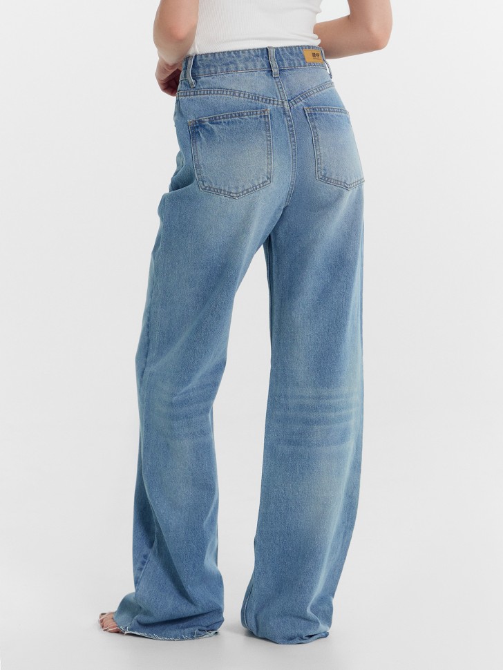 Брюки женские джинсовые wide leg fit голубые 2024-DTW1301-1 Mark Formelle