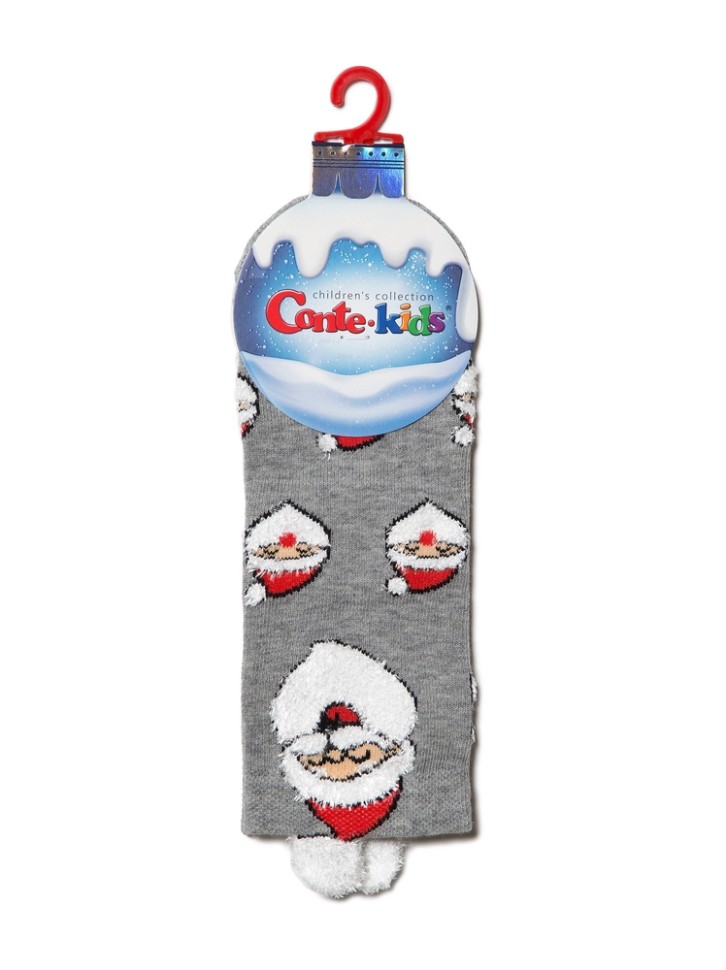 CONTE-KIDS NEW YEAR Новогодние носки "Санта-Клаус" с пушистой нитью и пикотом 447 CONTE-KIDS