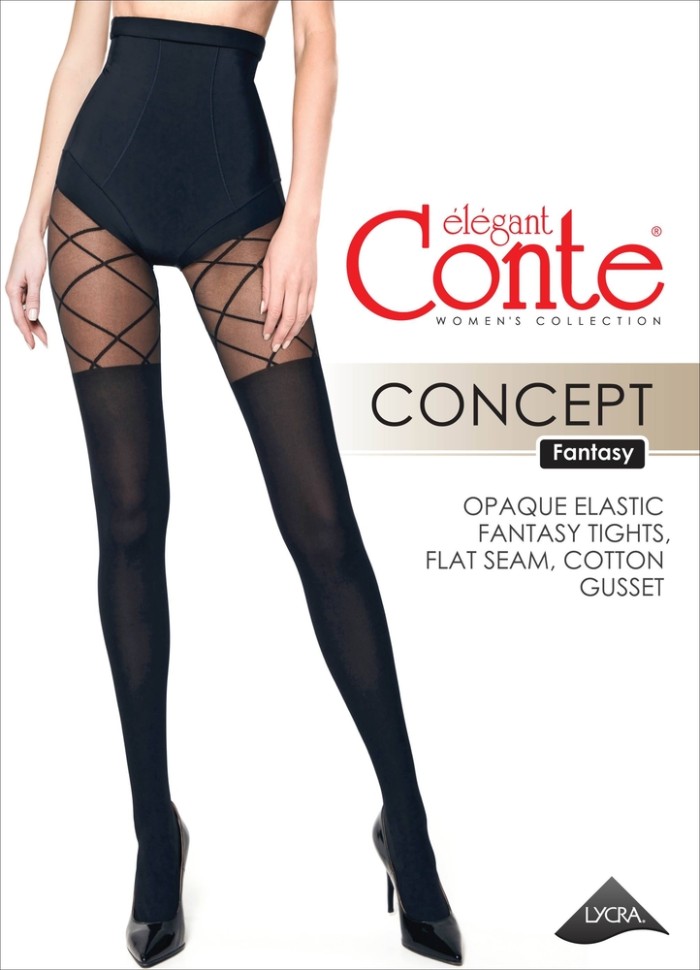CONTE CONCEPT Колготки женские с имитацией гольфинов и рисунком «ромбы» Conte elegant