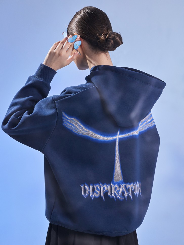 Худи женское синее с принтом "Inspiration" 122775 Mark Formelle
