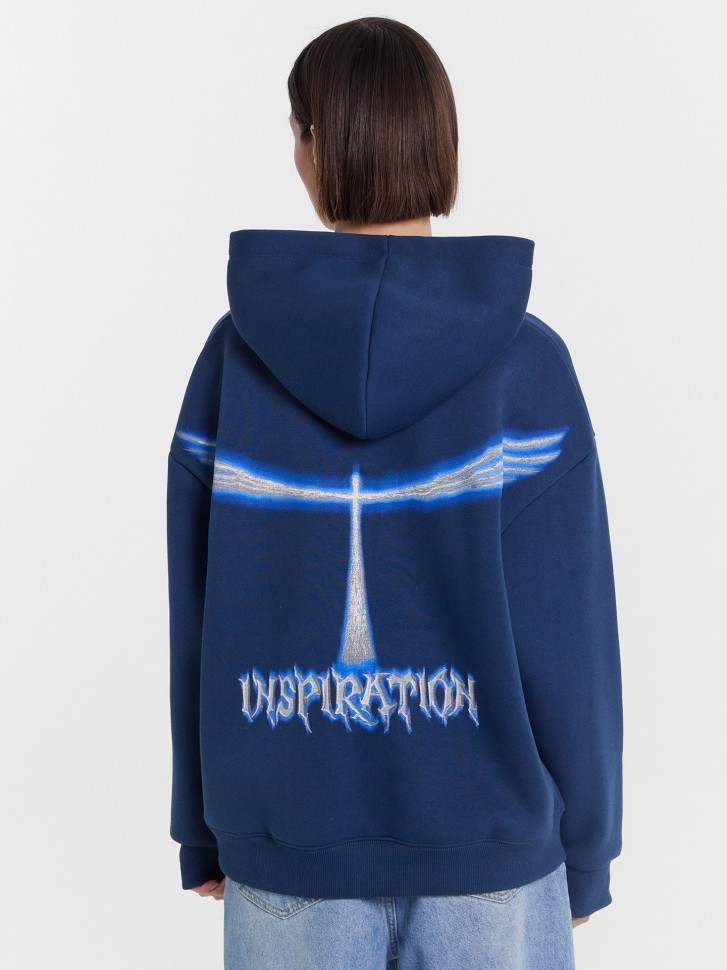 Худи женское синее с принтом "Inspiration" 122775 Mark Formelle