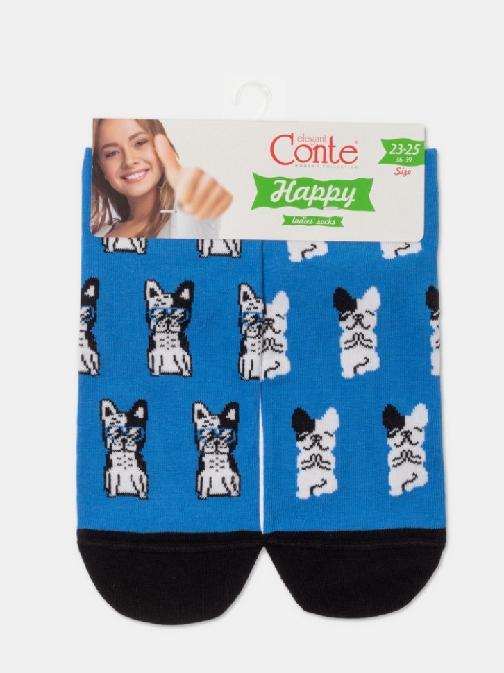 CONTE HAPPY Хлопковые носки с рисунком «French bulldog» 389 Conte elegant