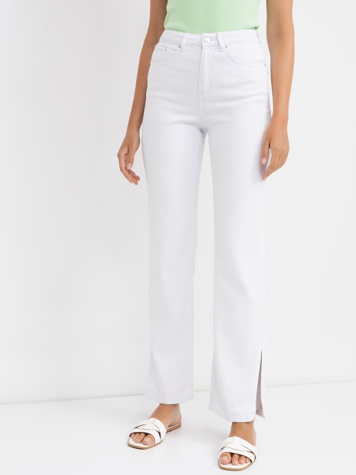 Белые джинсы Straight fit с разрезами 2022-DTW1401 Mark Formelle