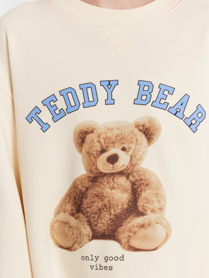 Платье для девочек бежевое с принтом "Teddy bear" 157826 Mark Formelle