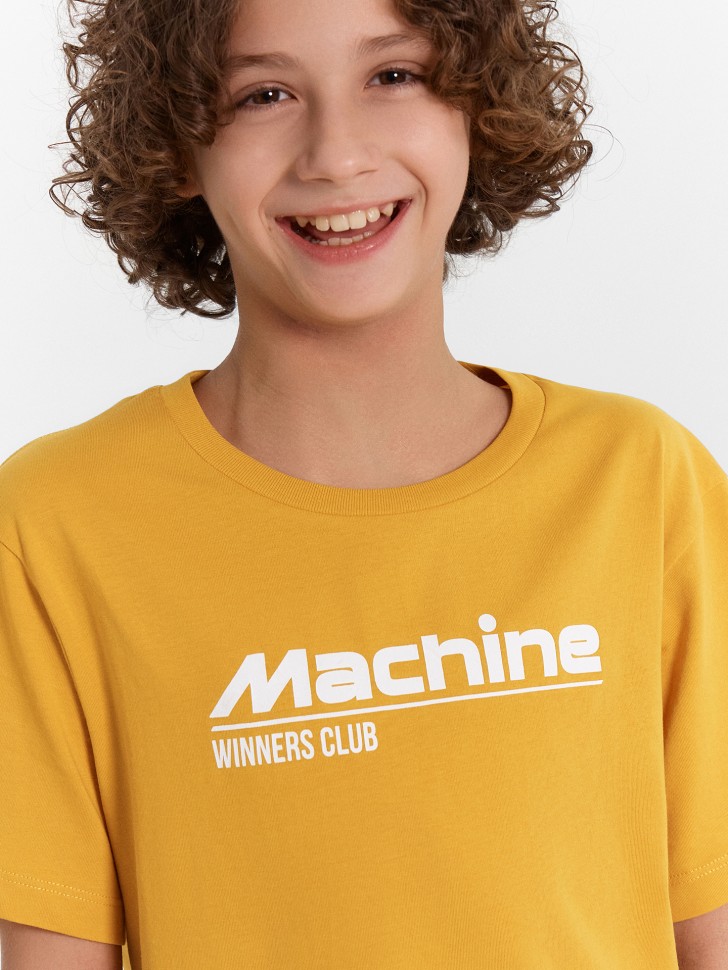 Футболка для мальчиков желтая с надписью "Machine winners club" 113433 Mark Formelle