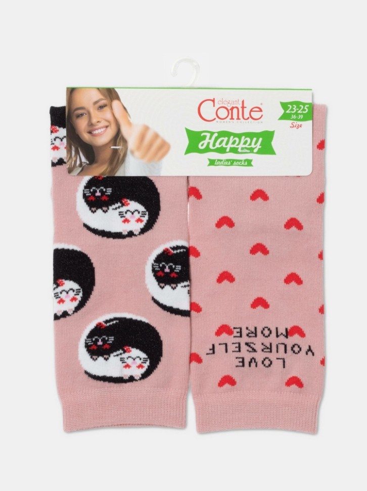 CONTE HAPPY Хлопковые носки с рисунком «Love yourself» 387 Conte elegant