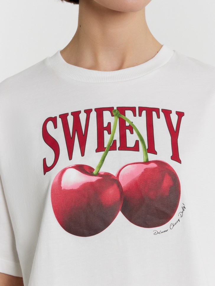 Футболка женская белая с принтом и надписью "sweety" 112664