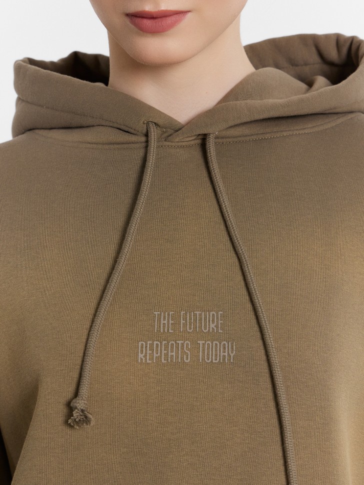 Худи женское хаки с надписью "The future repeats today" 122981 Mark Formelle