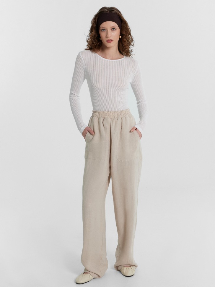 Брюки женские бежевые из коллекции "Premium Linen" 182507 Mark Formelle