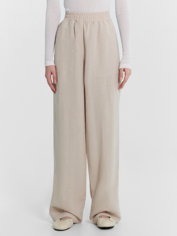 Брюки женские бежевые из коллекции "Premium Linen" 182507 Mark Formelle
