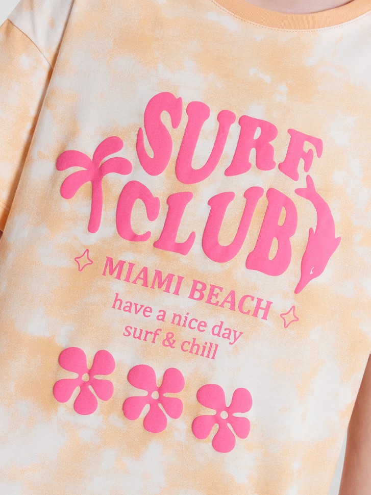 Футболка для девочек с принтом и надписью "surf club" 117843 Mark Formelle