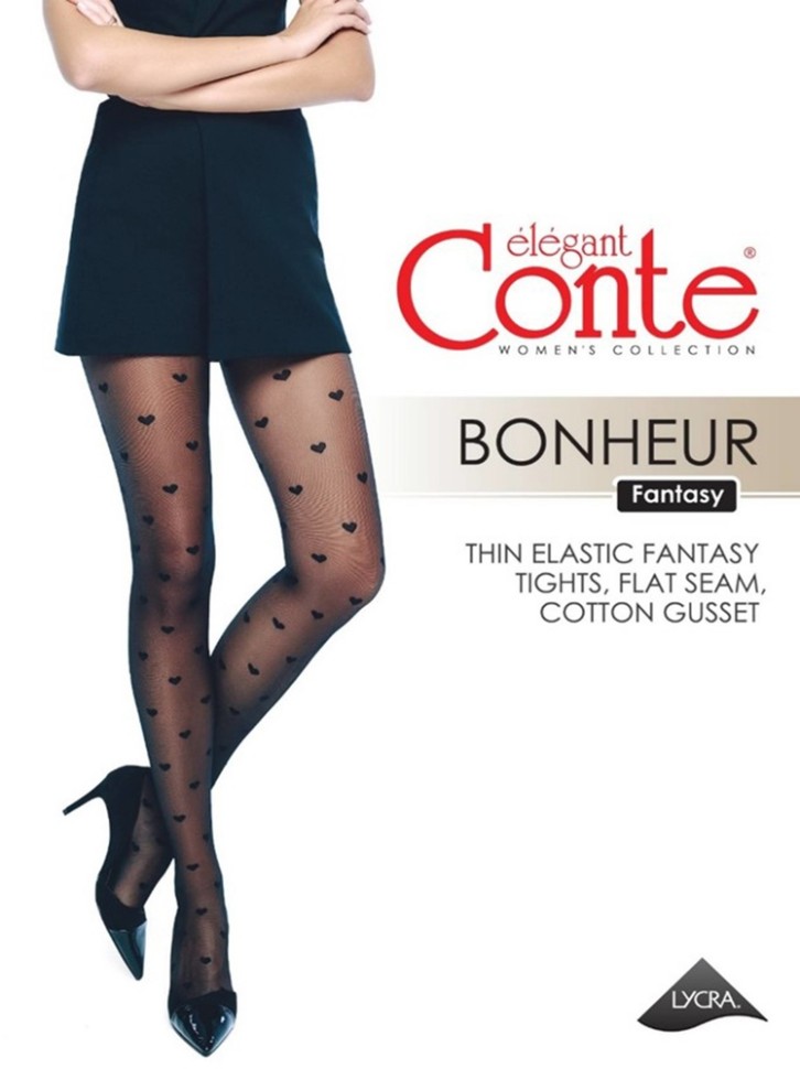 CONTE BONHEUR Колготки женские из лимитированной коллекции с рисунком "сердечки" Conte elegant