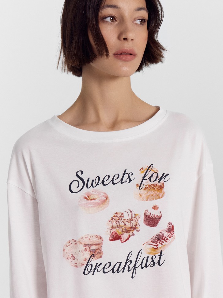 Пижама женская розовая с надписью "Sweets for breakfast" 592422 Mark Formelle