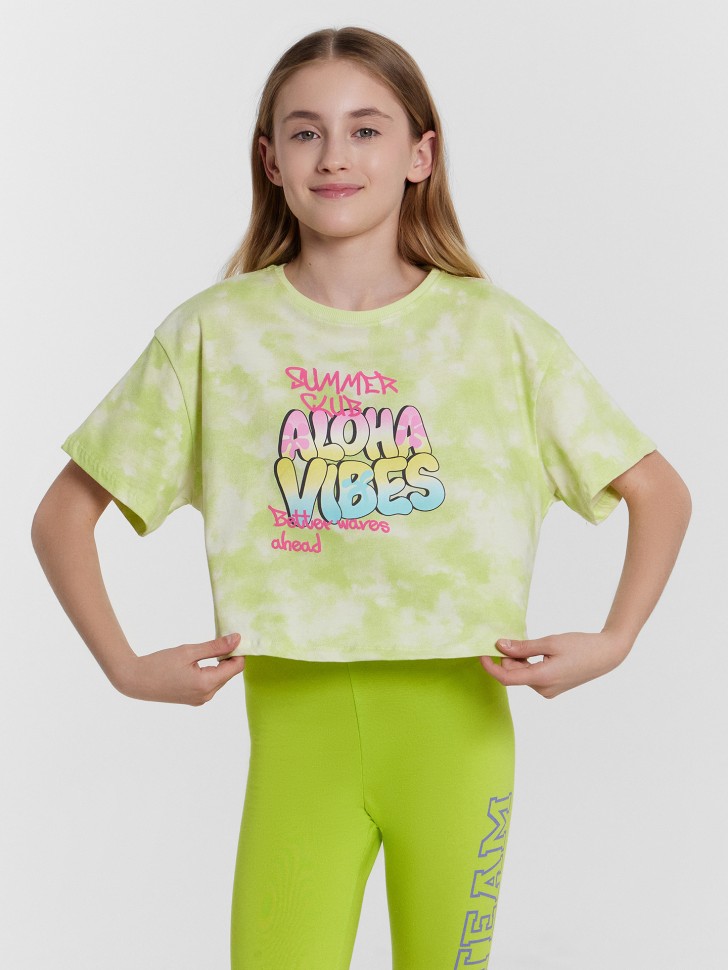 Футболка для девочек с надписью "Aloha vibes" 117868 Mark Formelle