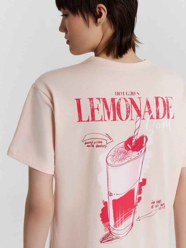 Футболка женская розовая с принтом "Lemonade" 112934 Mark Formelle
