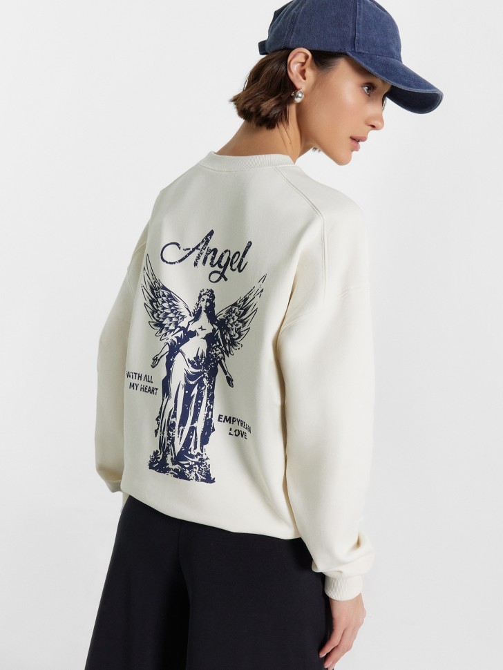 Свитшот женский белый с принтом "Angel" 122969 Mark Formelle