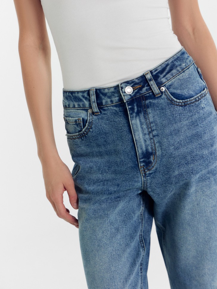 Брюки женские джинсовые mom fit синие 2024-DTW404-1 Mark Formelle
