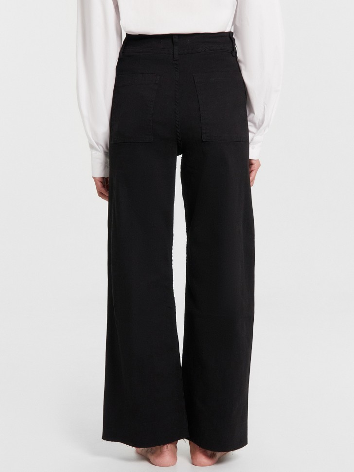 Брюки женские джинсовые wide leg fit в черном цвете 2024-2DTW511-4 Mark Formelle