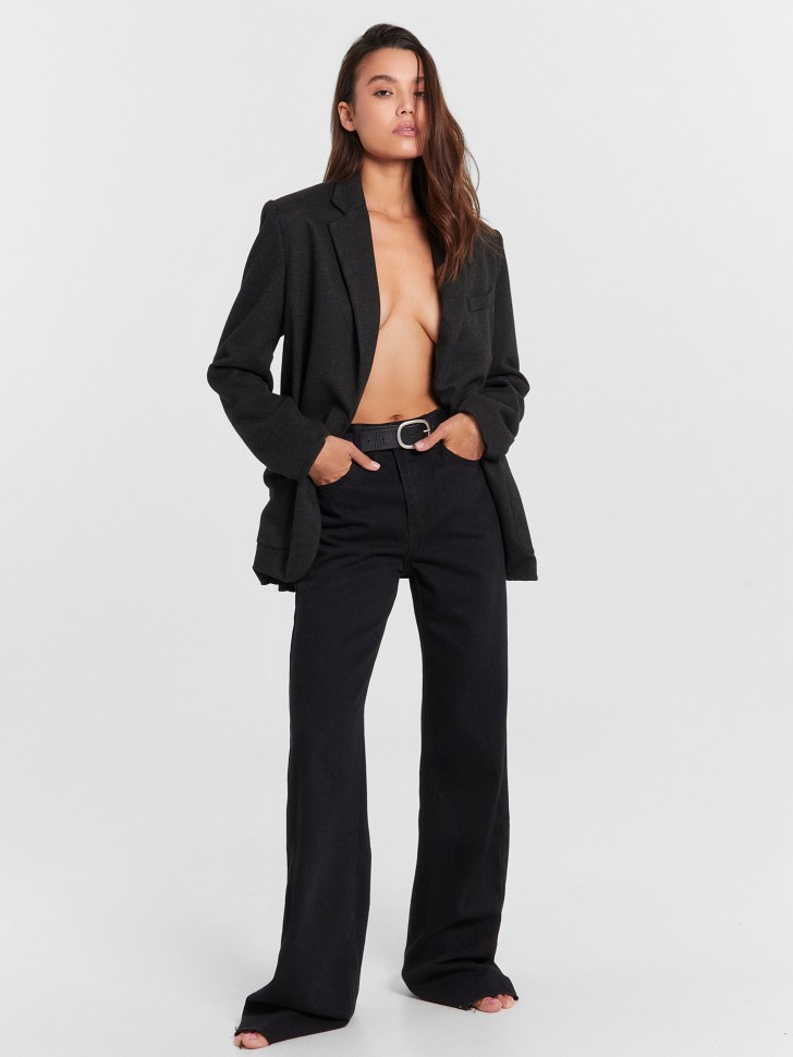 Брюки женские джинсовые wide leg fit в черном цвете 2024-DTW1303-1 Mark Formelle