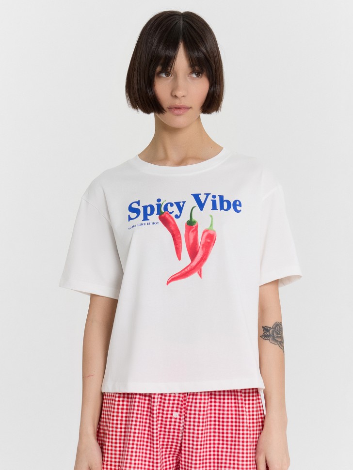 Комплект домашний женский с принтом и надписью "Spicy vibe" 592607 Mark Formelle