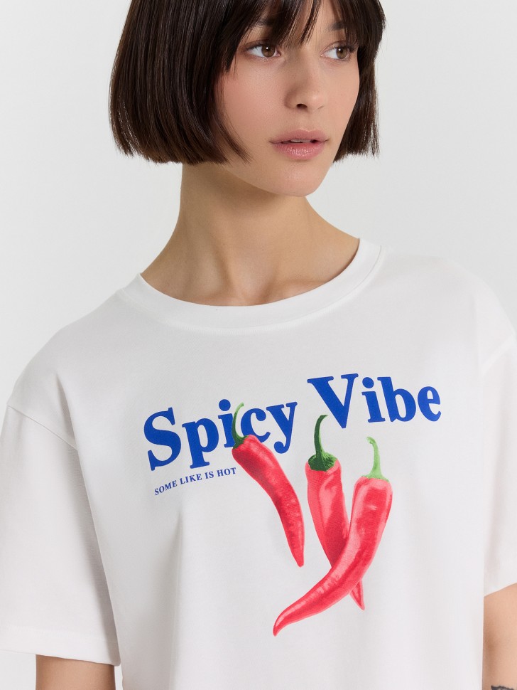 Комплект домашний женский с принтом и надписью "Spicy vibe" 592607 Mark Formelle