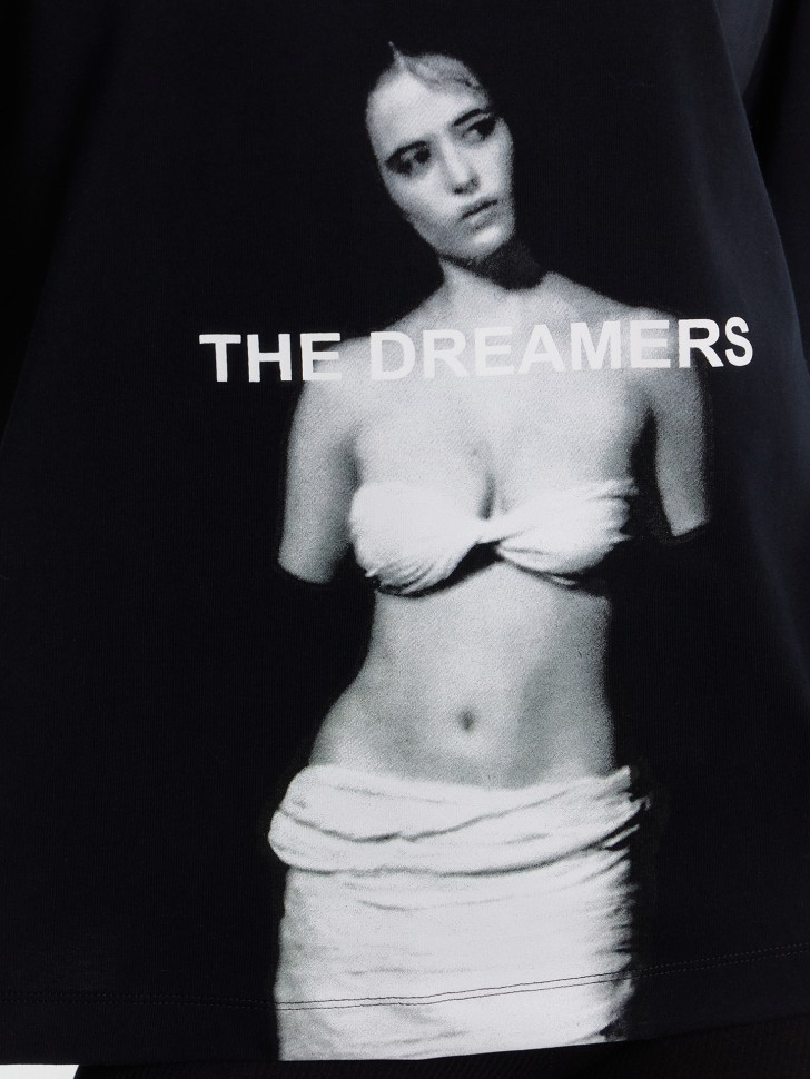 Футболка женская черная с принтом и надписью "The dreamers" 112961 Mark Formelle