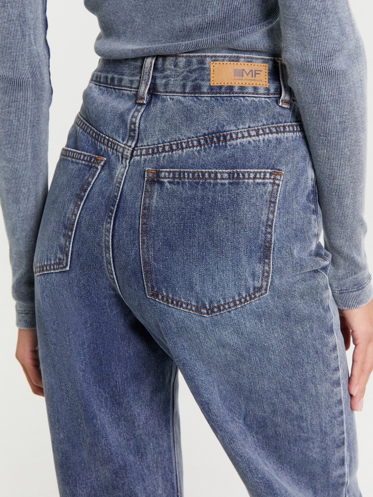 Брюки женские джинсовые wide leg fit в синем цвете 2024-2DTW1301-1 Mark Formelle