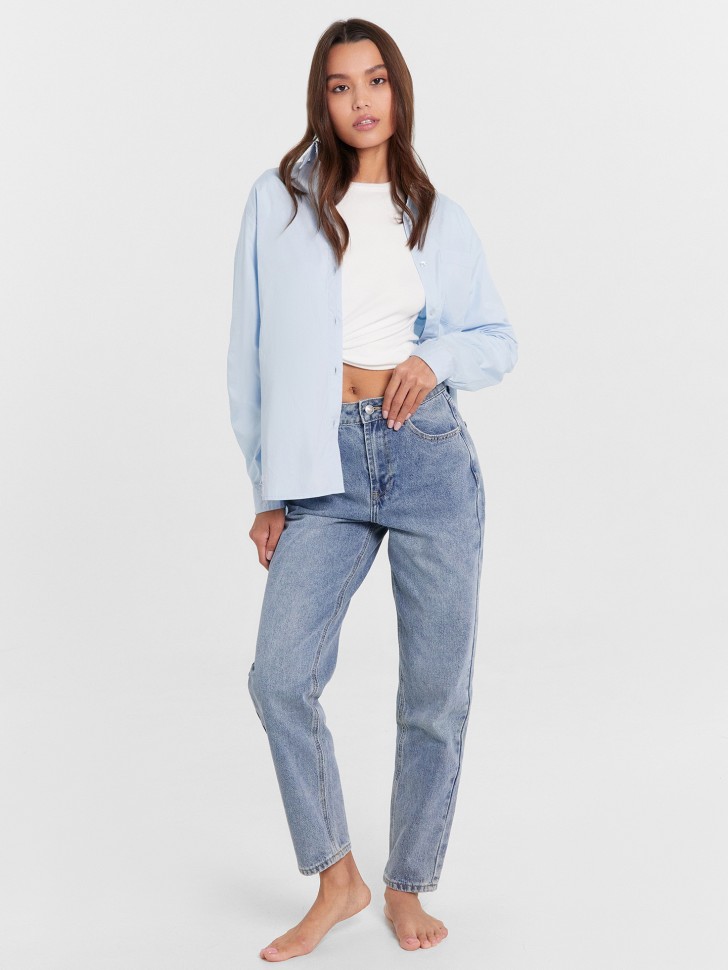 Брюки женские джинсовые Mom Fit в голубом цвете 2024-DTW402-2 Mark Formelle