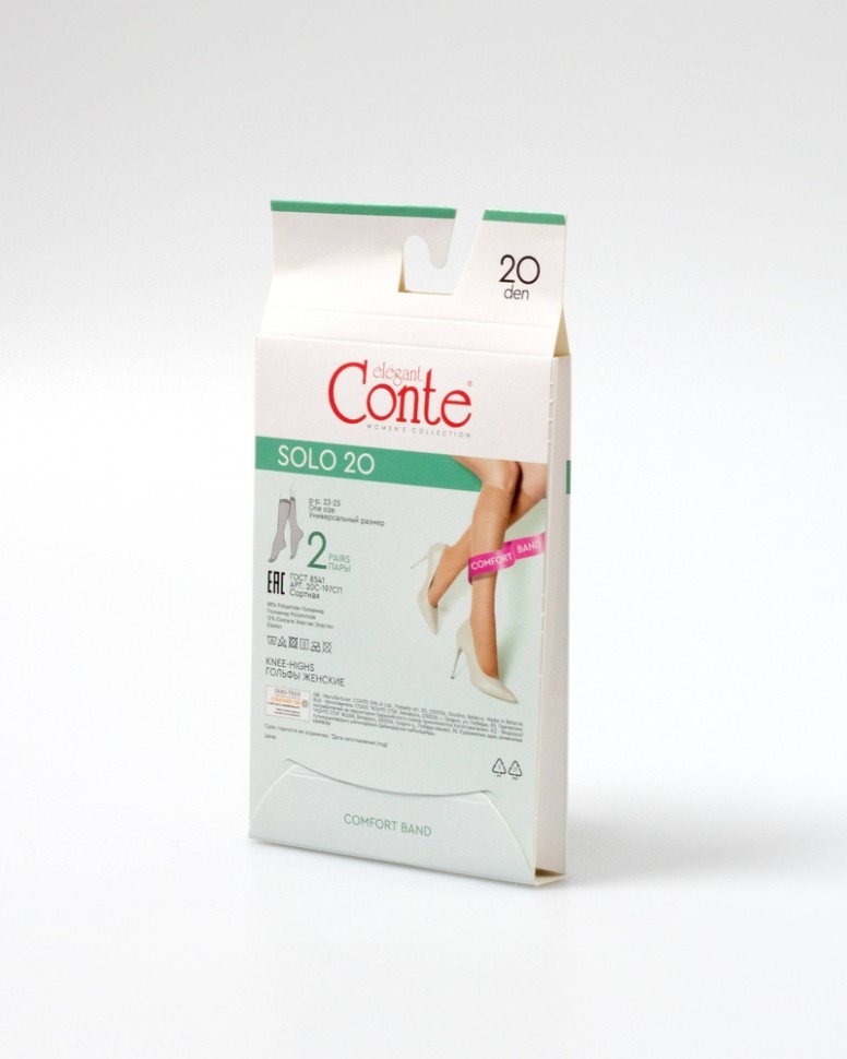 CONTE SOLO 20 Гольфы женские (2 пары) конверт Conte elegant