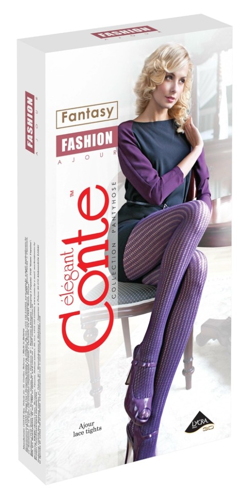 CONTE FASHION Ажурные хлопковые женские колготки Conte elegant