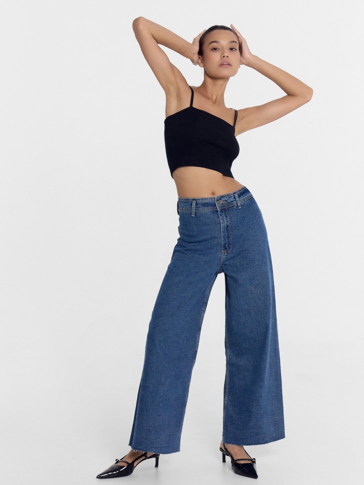 Брюки женские джинсовые wide leg синие 2024-DTW905-1 Mark Formelle