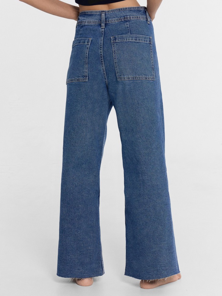 Брюки женские джинсовые wide leg синие 2024-DTW905-1 Mark Formelle