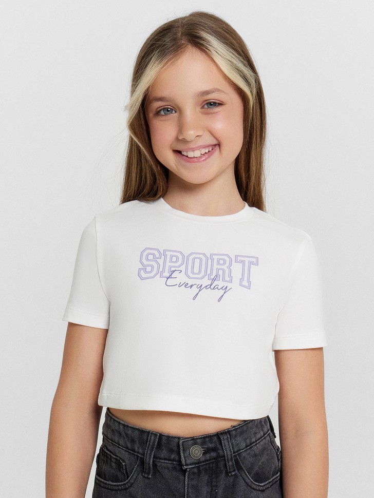 Футболка для девочек белая с надписью "Sport everyday" 117928