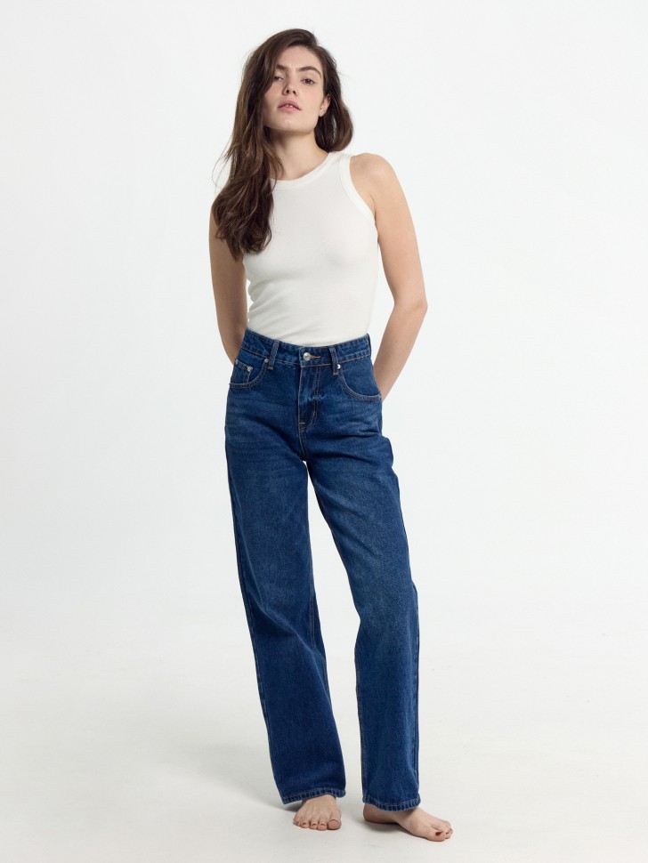 Брюки женские джинсовые wide leg темно-синие 2024-DTW702-2 Mark Formelle