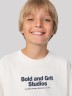 Лонгслив для мальчиков кремовый с надписью "bold and grit studios" 123446 Mark Formelle