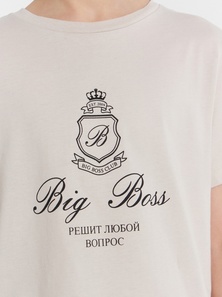 Футболка для мальчиков с принтом "Big boss решит любой вопрос" 113379 Mark Formelle