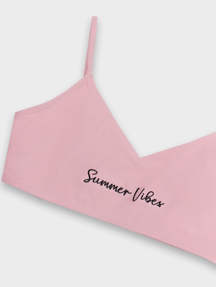 Купальник для девочек раздельный с тропическим принтом и надписью "summer vibes" 707781 Mark Formelle