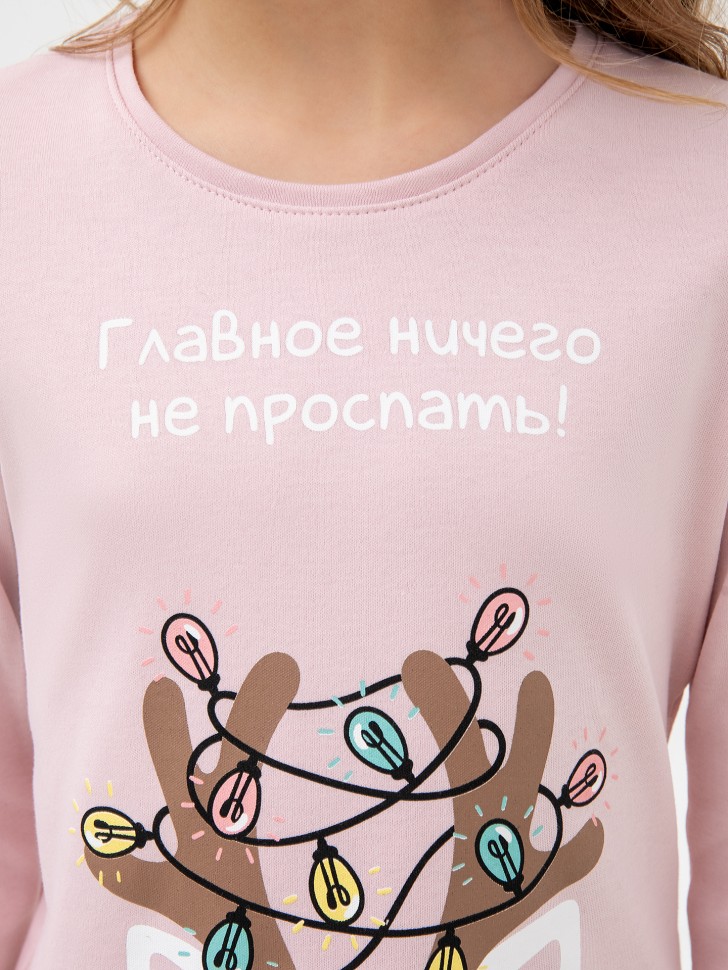 Комплект для девочек (джемпер, брюки) розовый с принтом "сладости" 567722 Mark Formelle