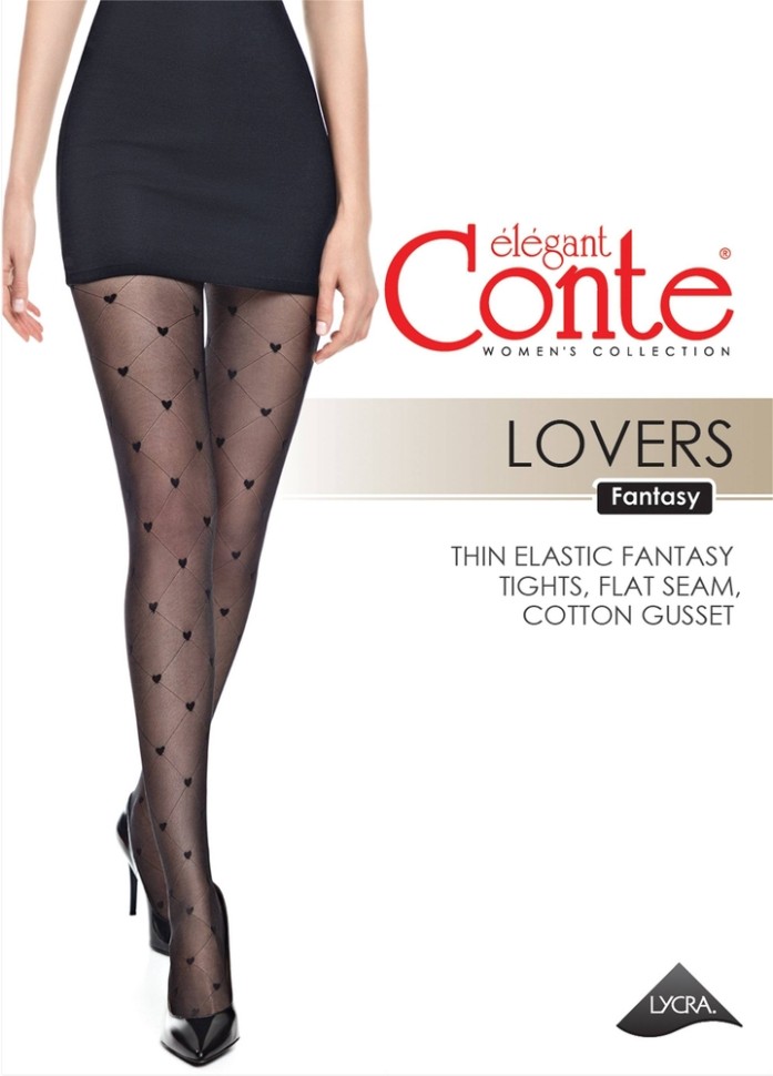 CONTE LOVERS Колготки женские в ромбы и сердечки LOVERS Conte elegant