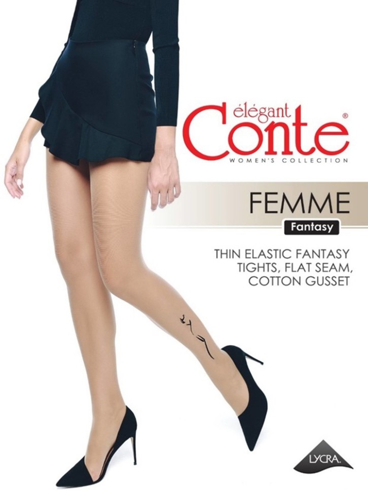 CONTE FEMME Колготки женские с тату-рисунком Conte elegant