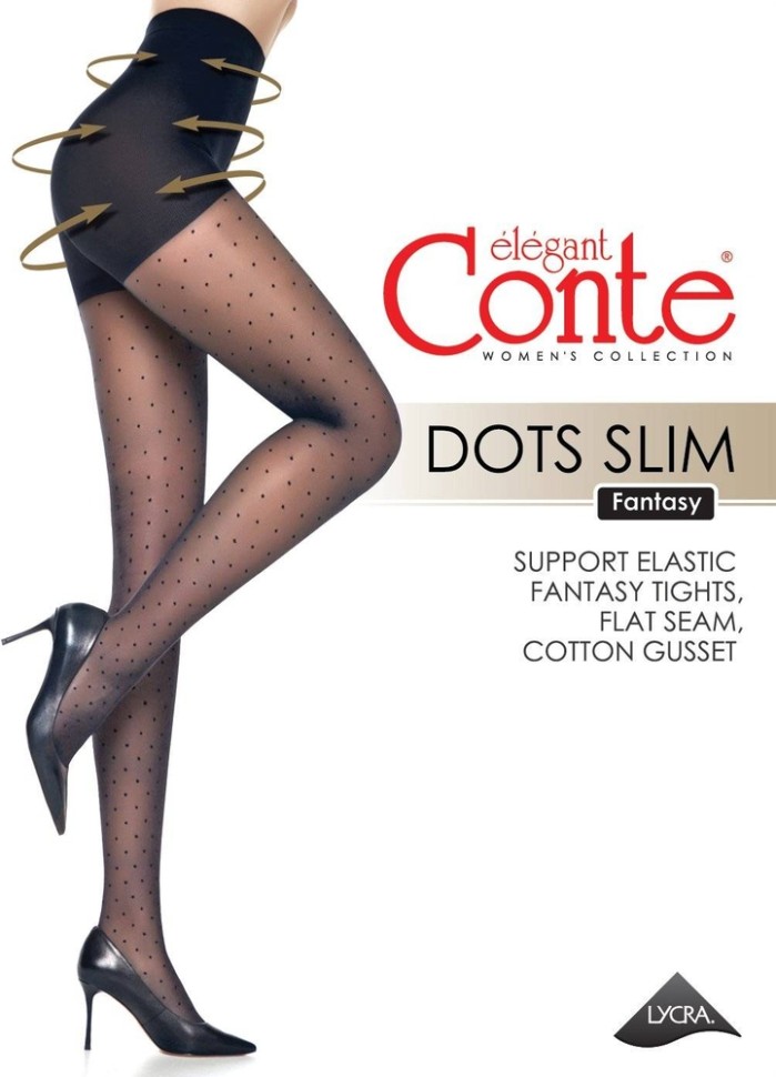 CONTE DOTS SLIM Колготки женские в точку с утягивающими шортиками DOTS SLIM